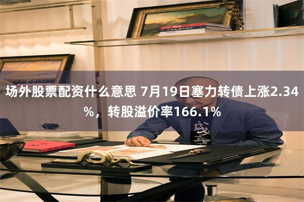 场外股票配资什么意思 7月19日塞力转债上涨2.34%，转股溢价率166.1%