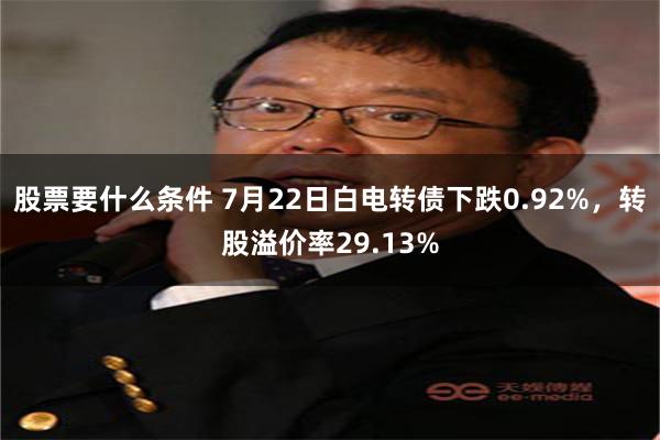 股票要什么条件 7月22日白电转债下跌0.92%，转股溢价率29.13%