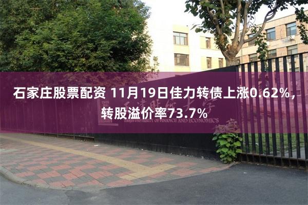 石家庄股票配资 11月19日佳力转债上涨0.62%，转股溢价率73.7%