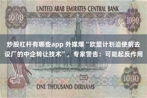 炒股杠杆有哪些app 外媒爆“欧盟计划迫使前去设厂的中企转让技术”，专家警告：可能起反作用