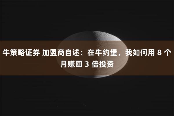 牛策略证券 加盟商自述：在牛约堡，我如何用 8 个月赚回 3 倍投资